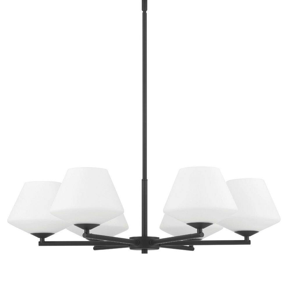 Hunter Celestial Valley 6-Light Matte Black Chandelier Round with Cased White Glass for Dining Room price history on PriceWatchPro