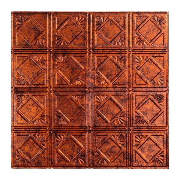 Fasade Traditional Style #4 2 ft. x 2 ft. Vinyl Lay-In Ceiling Tile in Moonstone Copper