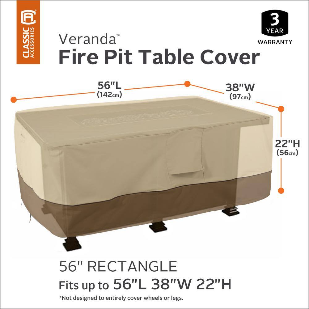 Veranda Beige and Brown Polyester Fire Pit Table Cover