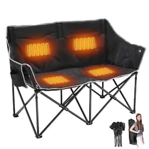 Heated Double Camping Chair, Portable Heated Folding Chairs For Outdoor Sports With 3 Heat Levels