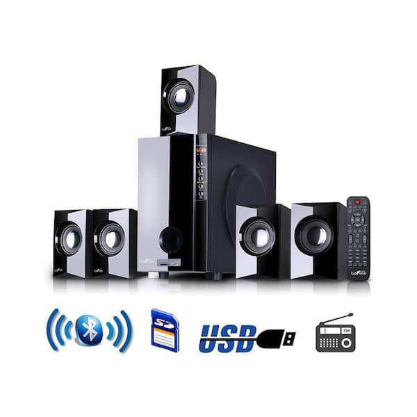 BEFREE SOUND 5.1-Channel Surround Sound Bluetooth Speaker System in Black