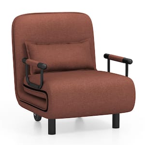 25 in. Width Big and Tall Brown Polyester Convertible Ergonomic Recliner