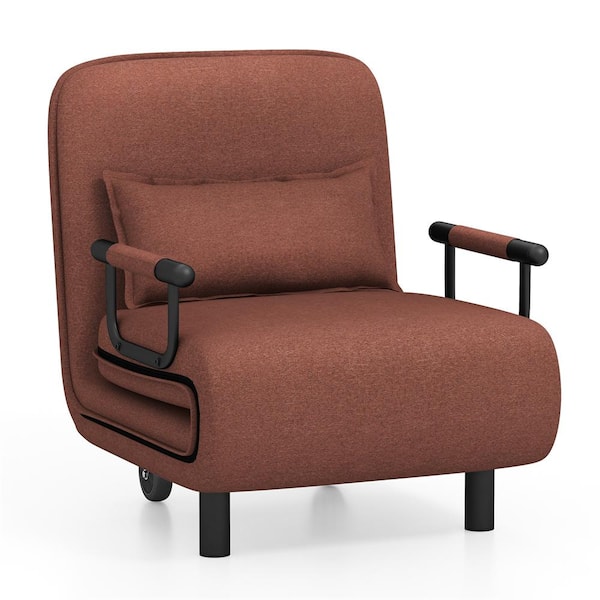 Costway 25 in. Width Big and Tall Brown Polyester Convertible Ergonomic Recliner