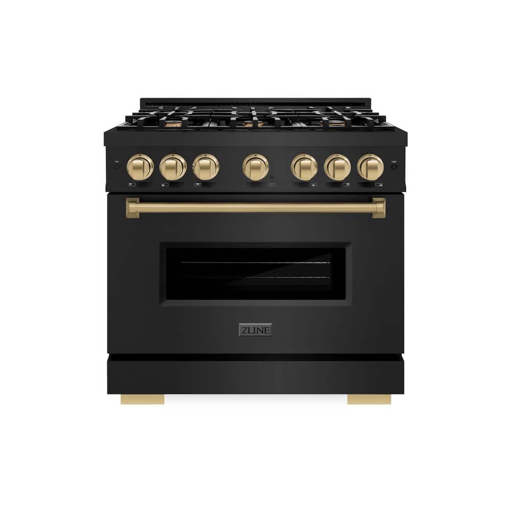 Classic 36 in. 6-Burner Gas Range with Gas Convection Oven in Black Stainless Steel and Champagne Bronze price history on PriceWatchPro