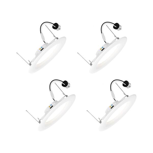 5/6 in. Adjustable CCT Housing Required Non-IC Rated Dimmable Indoor Integrated LED Recessed Light Trim T24 (4 Packs)