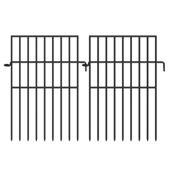 1.4 in. x 10.8 ft. Metal No Diging Flat Top Rectangle Dog Fences Border for Outdoor Yard Patio, Black (10-Pack)