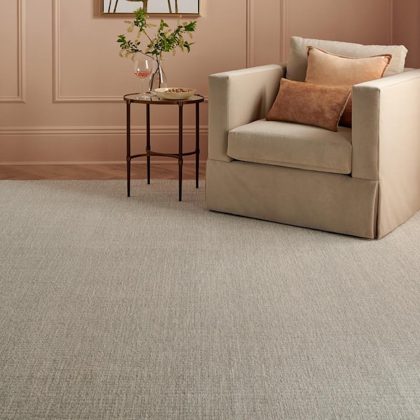 Martha Stewart Light Gray/Ivory 8 ft. x 10 ft. Muted Marle Solid Area Rug