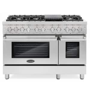 Cosmo Commercial-Style 48 in. 5.8 cu. ft. Double Oven Dual Fuel Range ...