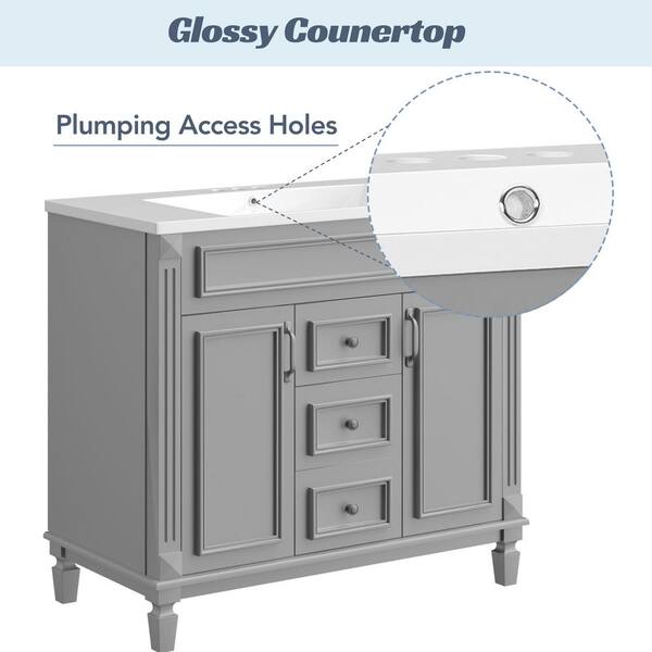 Bnuina 35.1 in. W x 18.1 in. D x 34 in. H Freestanding Bath Vanity