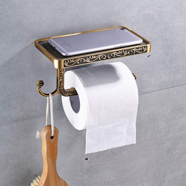 Antique Wall Mount Toilet Paper Holder in Space Aluminum Bronze