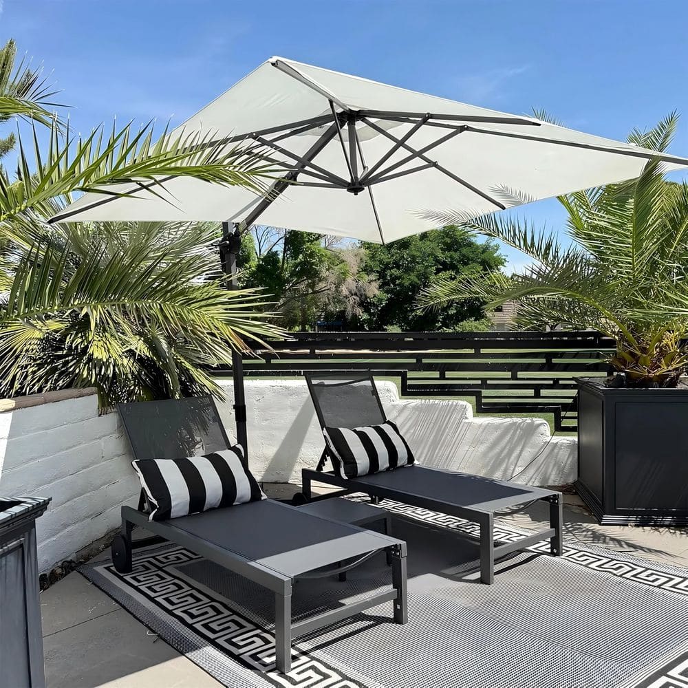 PURPLE LEAF Outdoor Chaise Lounge with Wheels for Patio, Beach