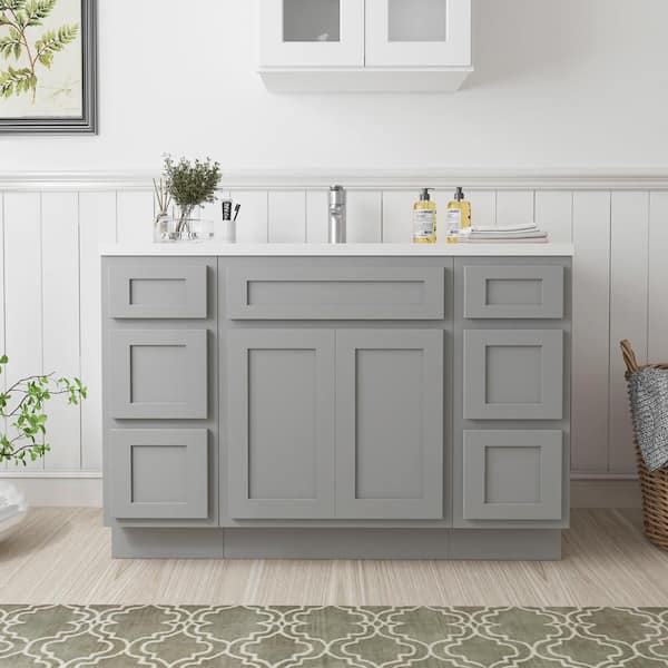 Vanity Art 48 in. W x 21 in. D x 32.5 in. H Bath Vanity Cabinet without Top in Gray