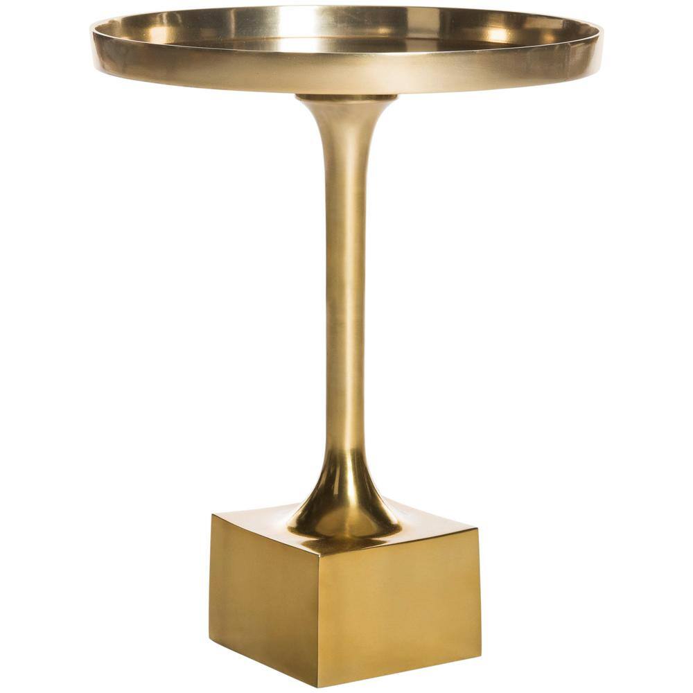 Corvus 16" Antique Brass Round Metal Side Table