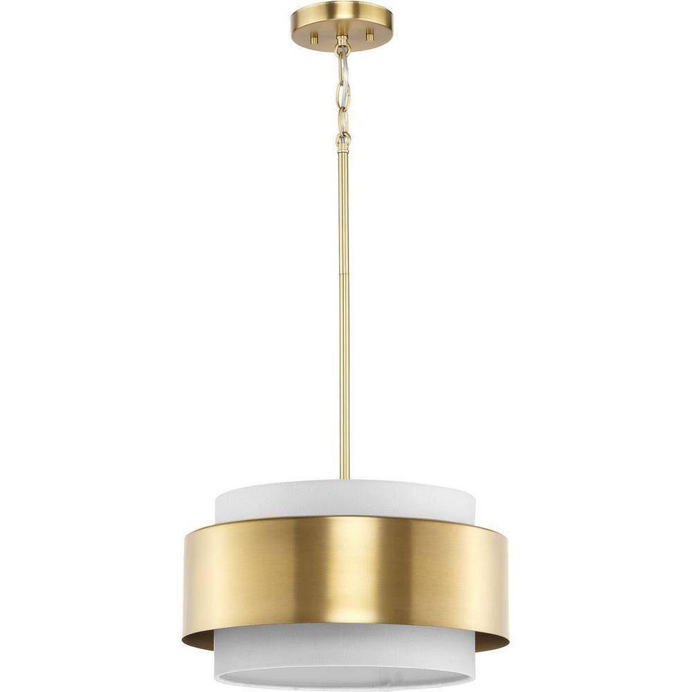 Silva Brushed Bronze 16" Drum Pendant Light with Glass Shade