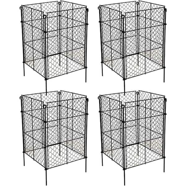 Justincity Plant Protectors from Animals 6 in. Wire Garden Fence for Outdoor Plants 4 Packs Customizable Plant Cages