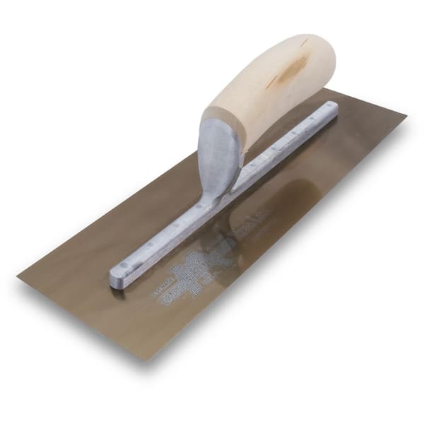 MARSHALLTOWN 12 in. x 4 in. Golden Stainless Steel Curved Wood Handle Finishing Trowel