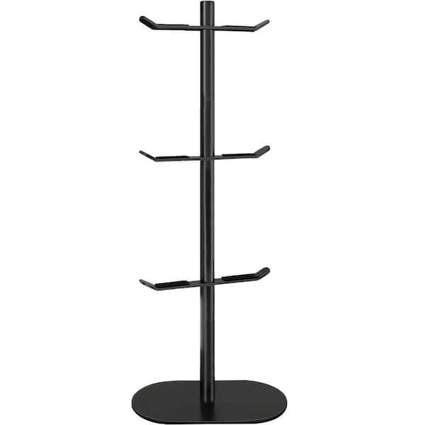 Metal 6-Hook Black Mug Tree Coffee Cup Rack Stand with Protective Pads Stable Stainless-Steel Holder