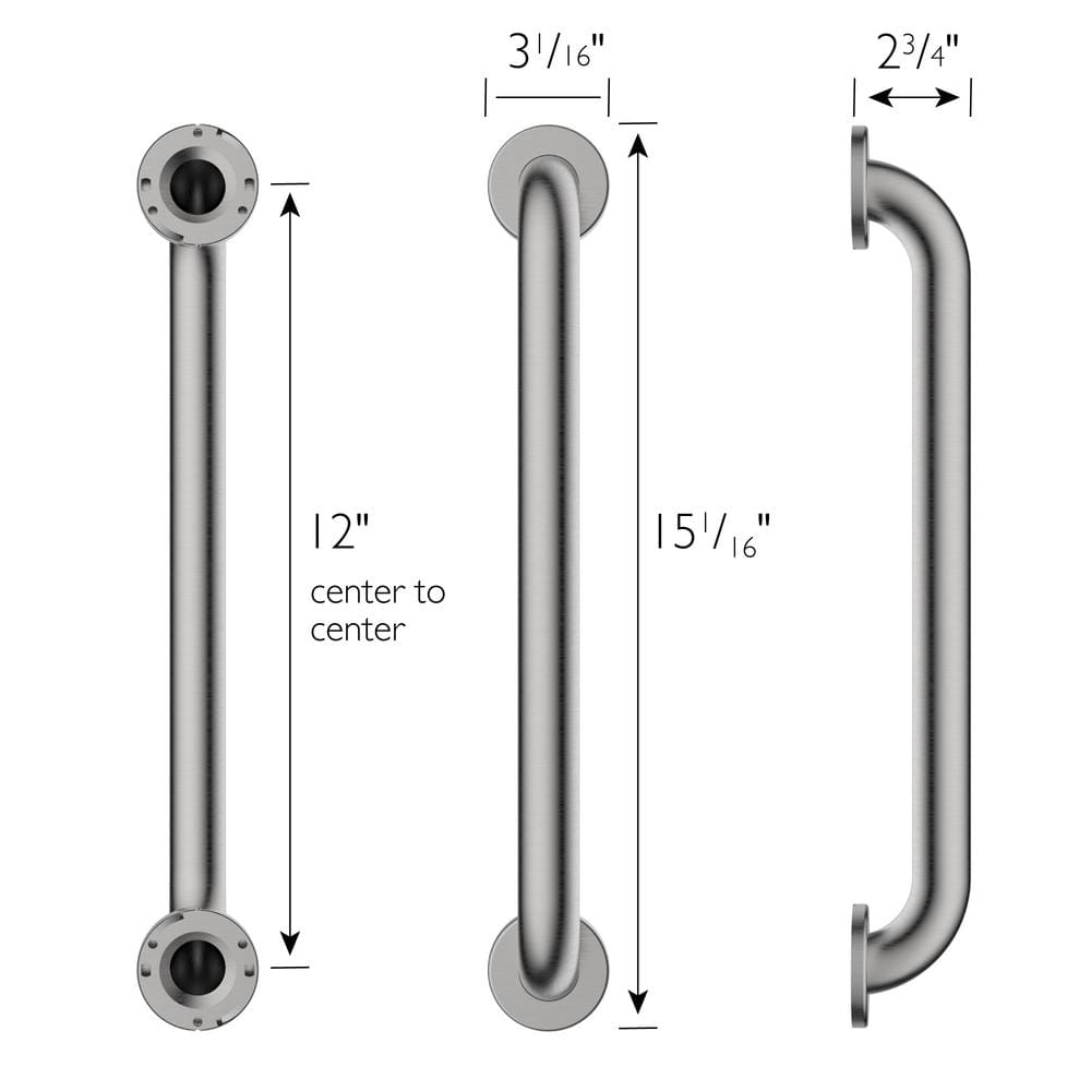 12-Inch Polished Stainless Steel Safety Grab Bar