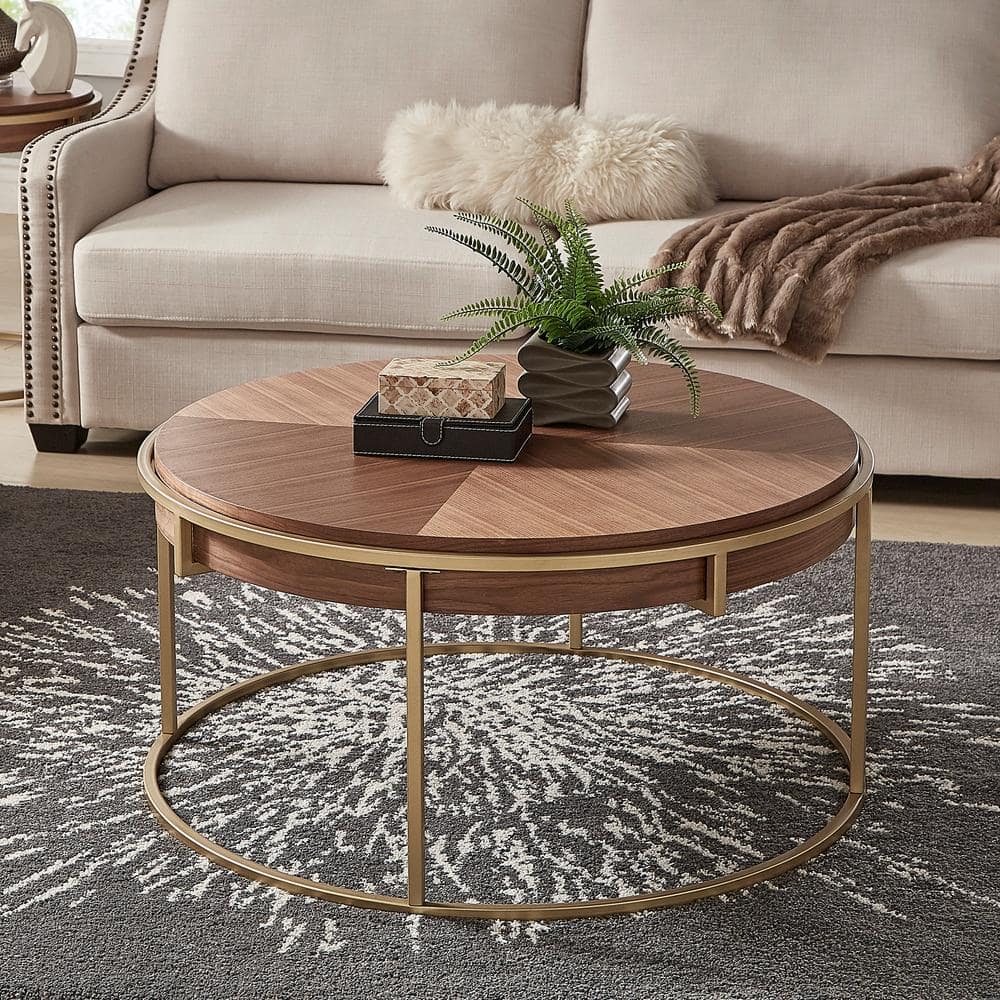 HomeSullivan 38 in. Natural Round Wood Coffee Table With Metal
