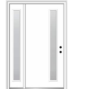 Viola 48 in. x 80 in. Left-Hand Inswing 1-Lite Frosted Glass Primed Fiberglass Prehung Front Door on 4-9/16 in. Frame