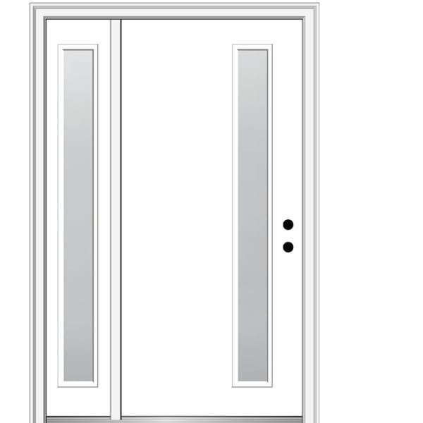 MMI DOOR Viola 48 in. x 80 in. Left-Hand Inswing 1-Lite Frosted Glass Primed Fiberglass Prehung Front Door on 4-9/16 in. Frame