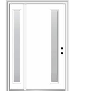 Viola 50 in. x 80 in. Left-Hand Inswing 1-Lite Frosted Glass Primed Fiberglass Prehung Front Door on 4-9/16 in. Frame