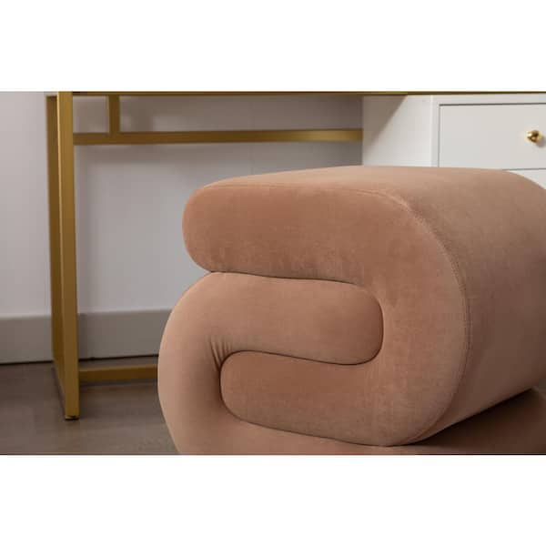 Modern Velvet Foot Stool Ottoman, S-Shaped Ottoman Footstool