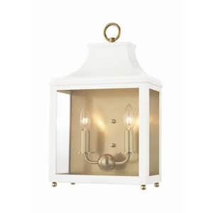 Leigh 2-Light Aged Brass/White Wall Sconce