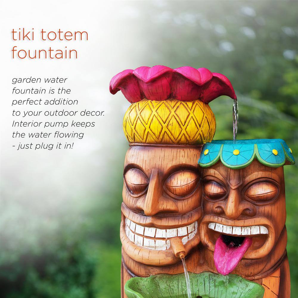 Colorful Tiki Head Polyresin Outdoor Fountain with LED Lights