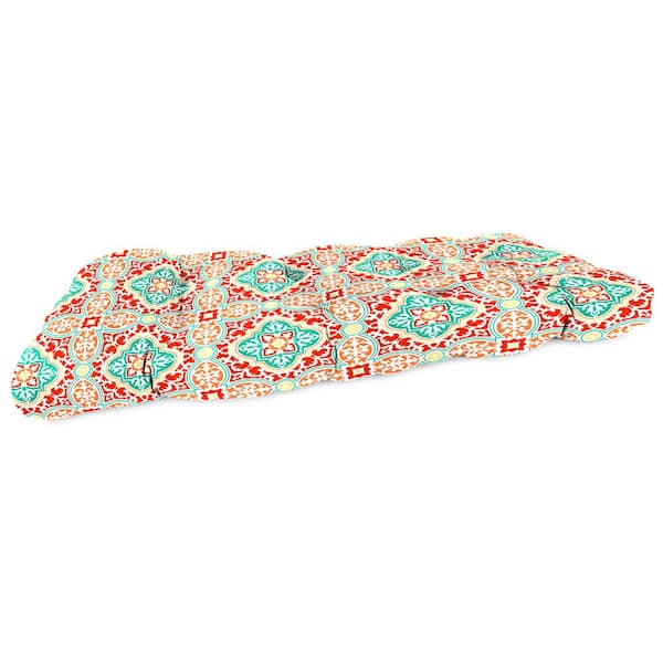 Jordan Manufacturing 44 in. L x 18 in. W x 4 in. T Rectangular Tufted Outdoor Wicker Bench Cushion in Rave Topaz