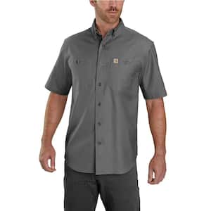 Men's Small Gravel Cotton/Spandex Rugged Flex Rigby Short Sleeve Work Shirt