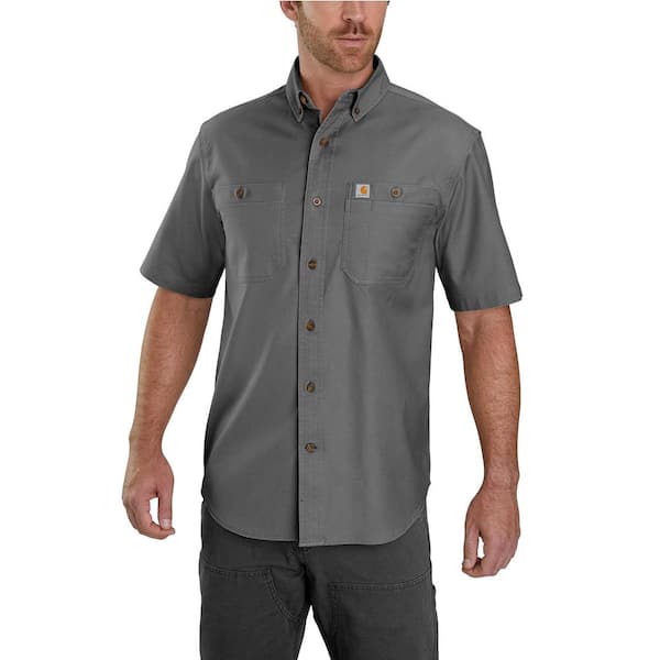 Carhartt Men's 2X-Large Gravel Cotton/Spandex Rugged Flex Rigby Short Sleeve Work Shirt