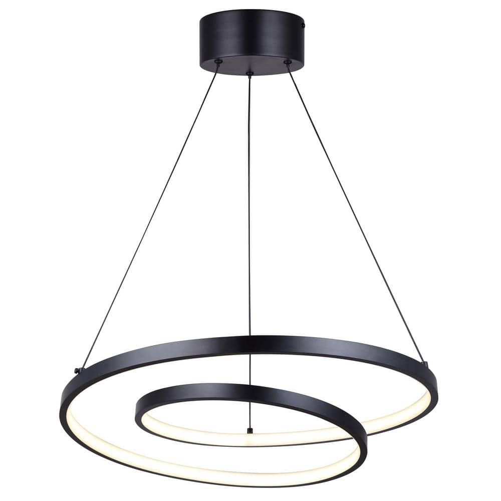 CANARM LIVANA 1 Light Integrated LED Matte Black Modern Chandelier for ...