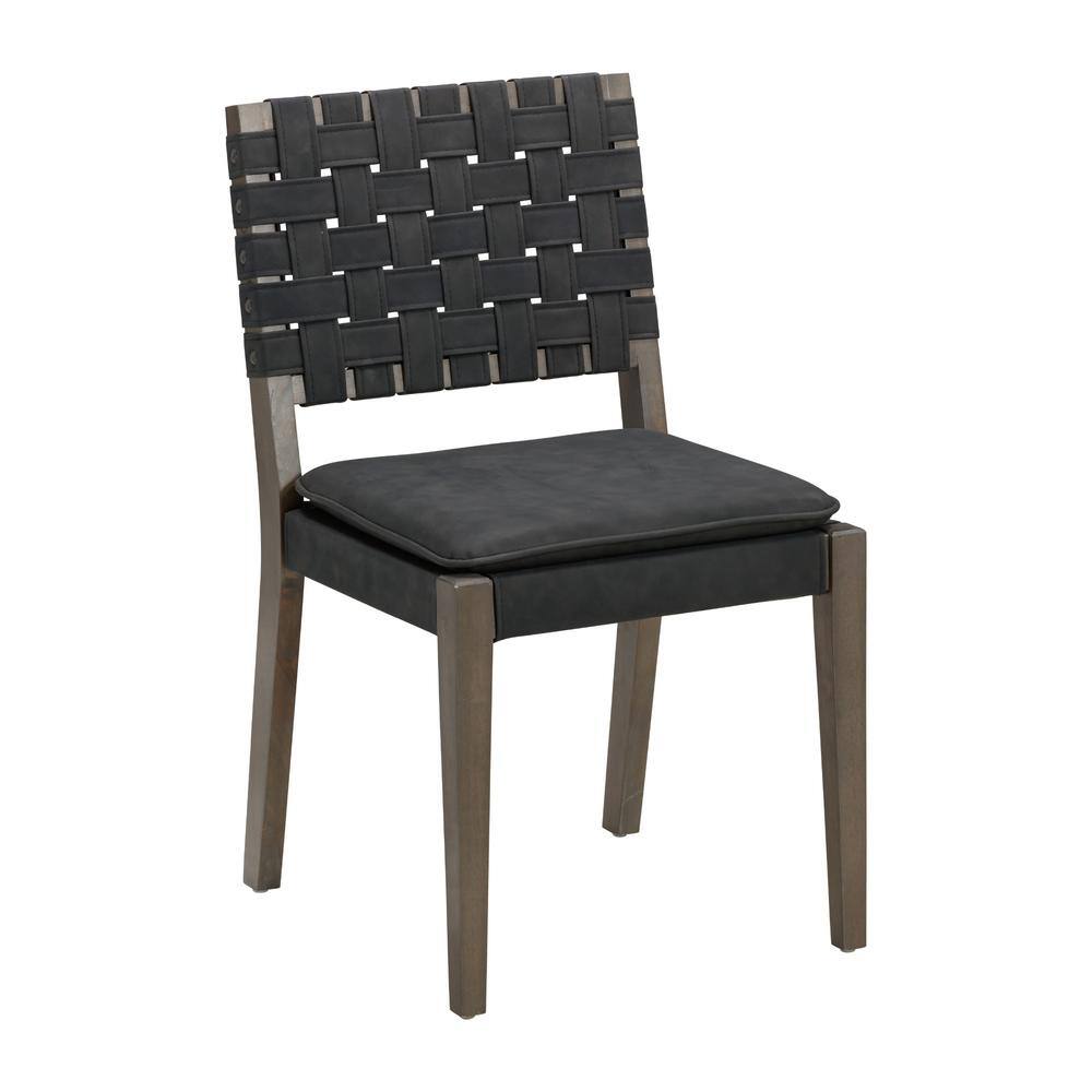 Cohen Black Faux Leather and Wood Upholstered Side Chair Set