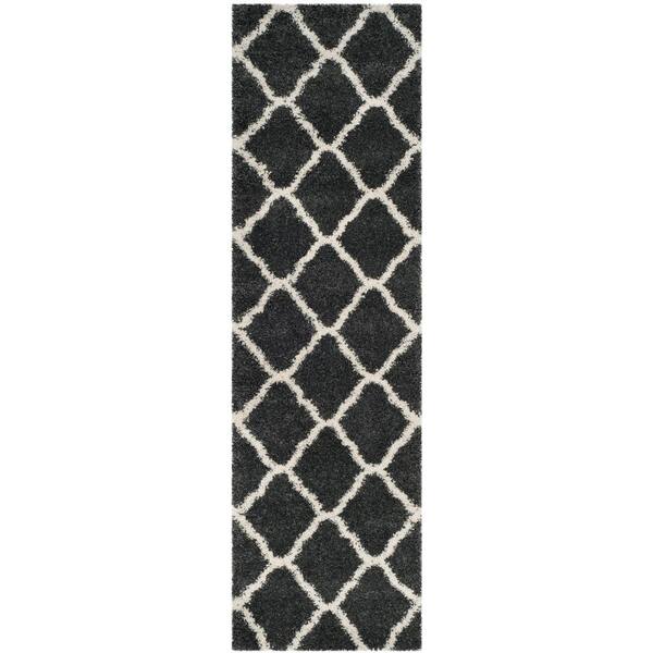 Hudson Shag 2 x 14 Dark Gray/Ivory Ogee Runner Rug