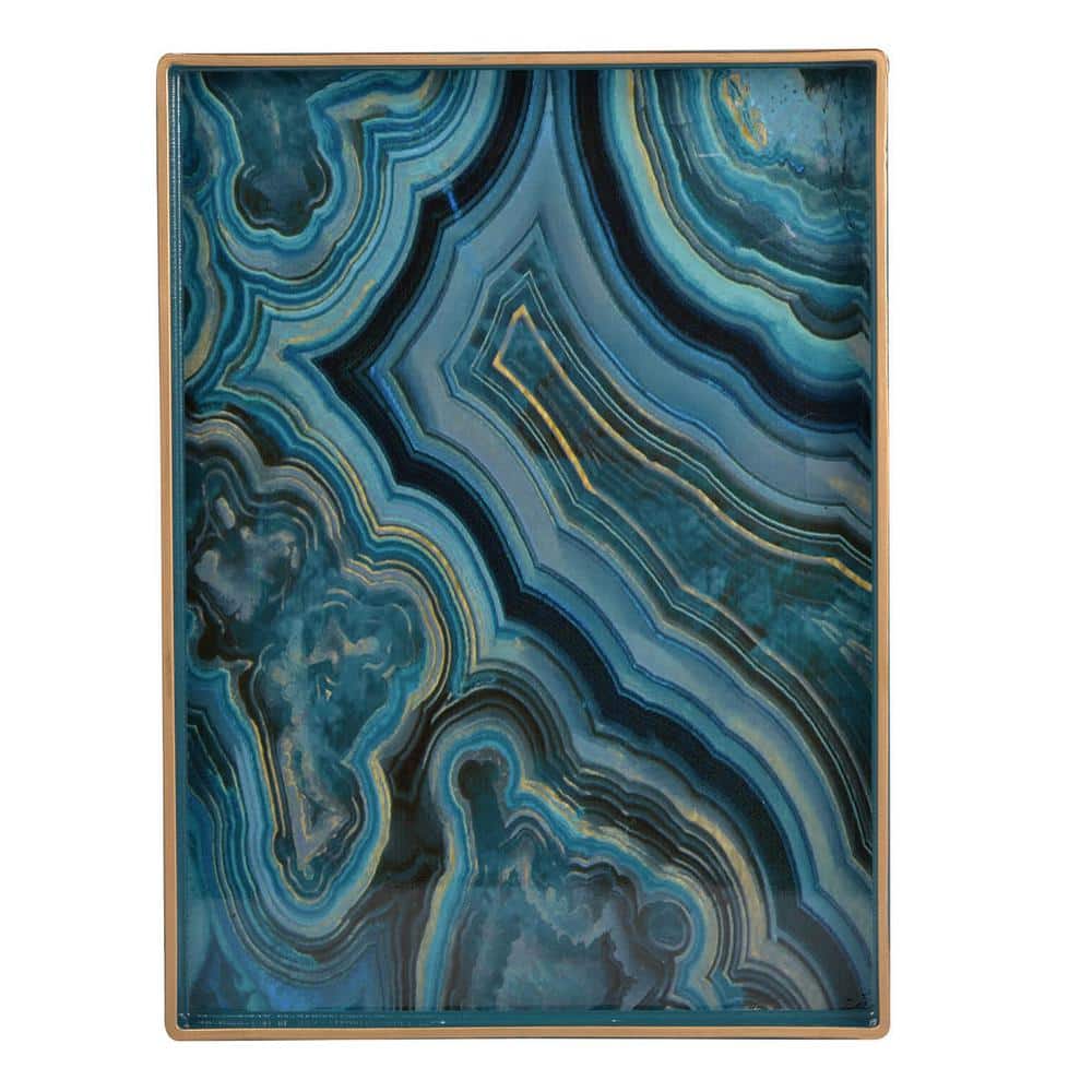 Effra Blue Plastic Rectangular Serving Trays - Set of 2