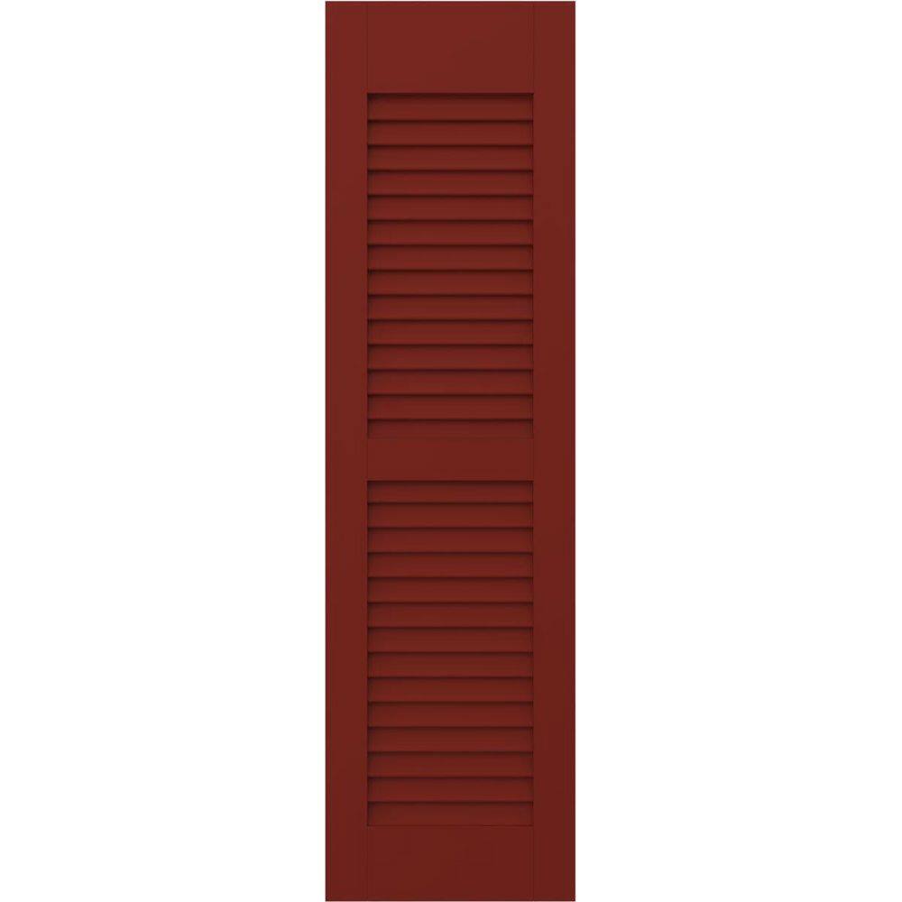 Americraft 18 in. W x 66 in. H 2-Equal Louver Exterior Real Wood Shutters Pair in Pepper Red price history on PriceWatchPro