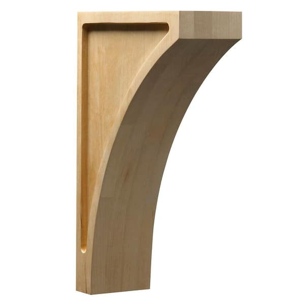 Sleek Profile Contemporary Maple Wood Corbel Bracket Ornamental 