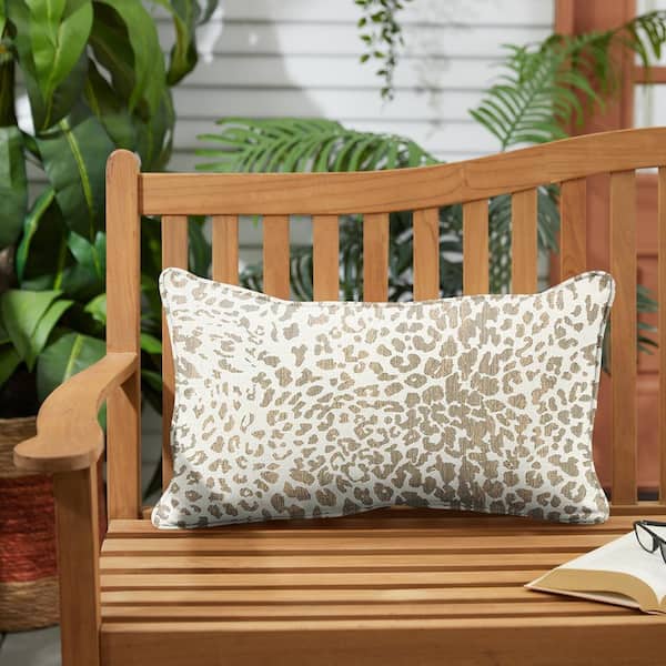 Set of 2 Paisley Cream & Brown Outdoor Corded Square Throw Pillows 18.5