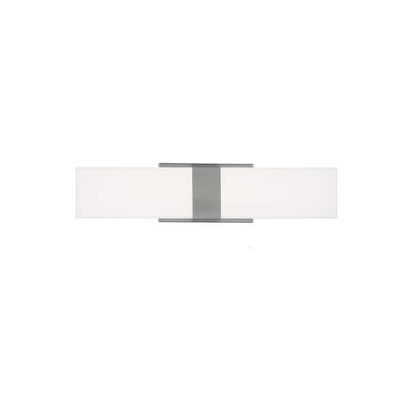 Vandeventer Small 17 in. Brushed Nickel Modern Contemporary Wall Vanity Light with Integrated LED and Acrylic Shade