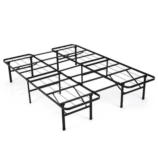 Black Full Folding Metal Platform Bed Frame 13 Inch Mattress Foundation 660 LBS