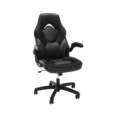 Essentials Collection Racing Style Bonded Leather Gaming Chair, in Black (ESS-3085-BLK)