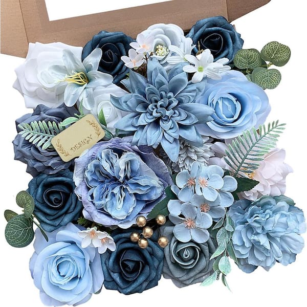 12 in. Blue Indoor/Outdoor Artificial Roses Flower