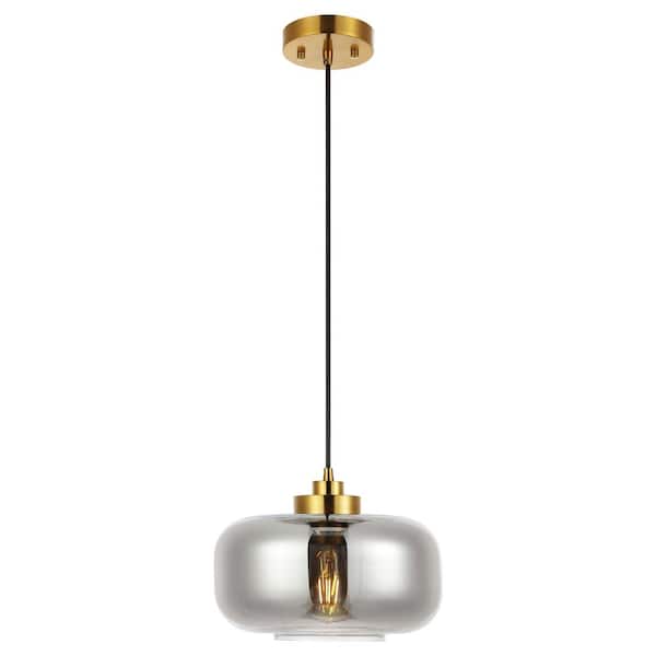 Edge 4-Watt 1-Light Smoke Gray Pendant Light with Glass Shade