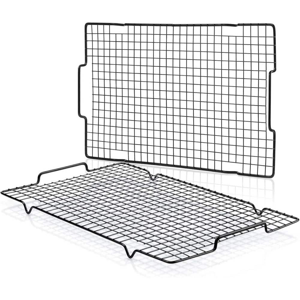 Cooling Rack 2-Piece Black Nonstick Baking Rack with Handle Fits Half Sheet