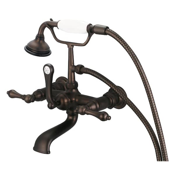 Water Creation 3-Handle Vintage Claw Foot Tub Faucet with Handshower and Lever Handles in Oil Rubbed Bronze