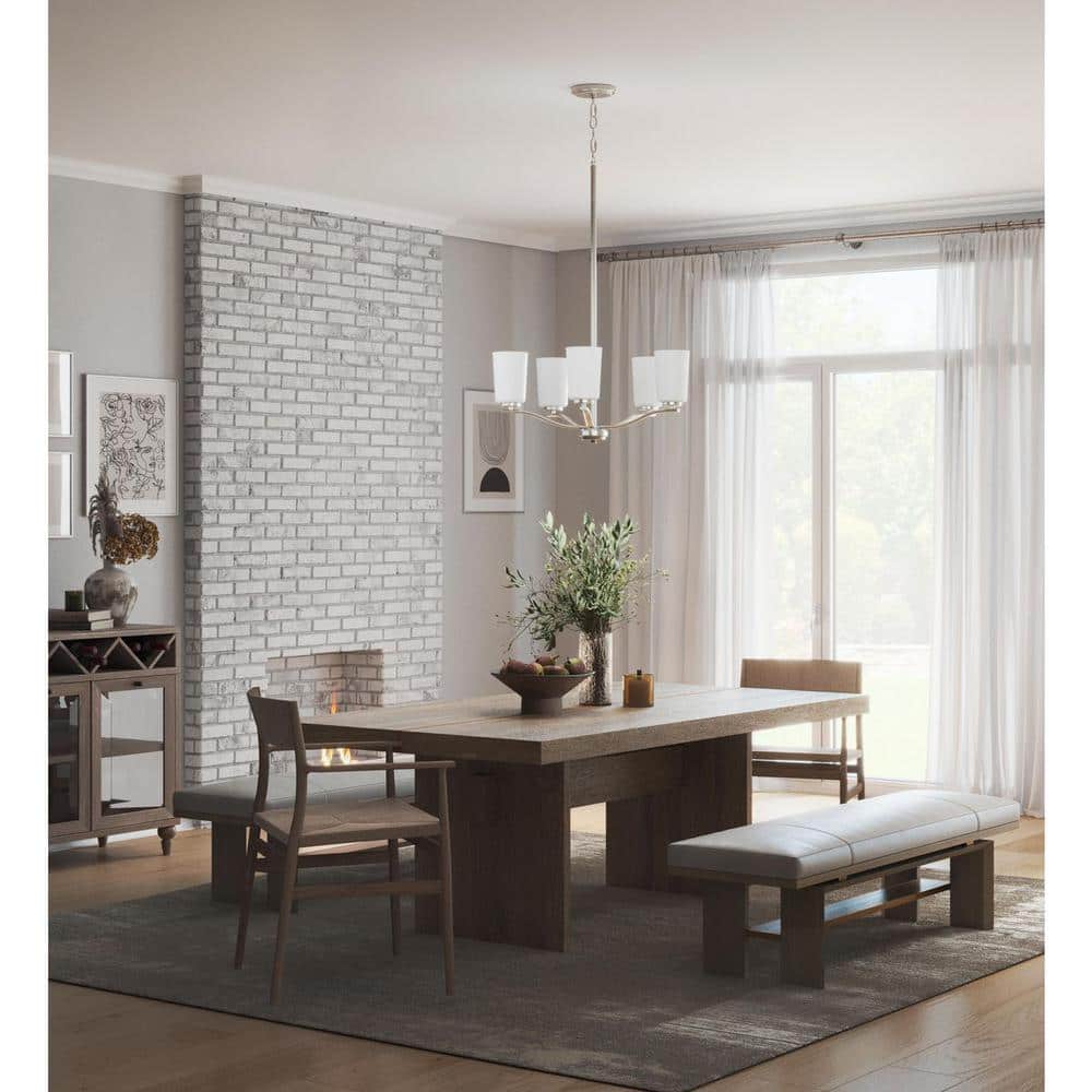 Adley Collection 5-Light Brushed Nickel Etched White Opal Glass New Traditional Chandelier price history on PriceWatchPro