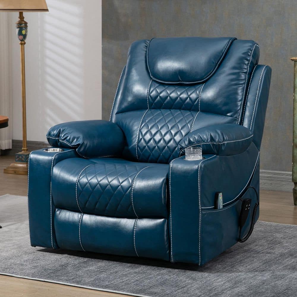 YOFE Oversized Dual Motor 180° Lying Flat Blue Breathable Leather