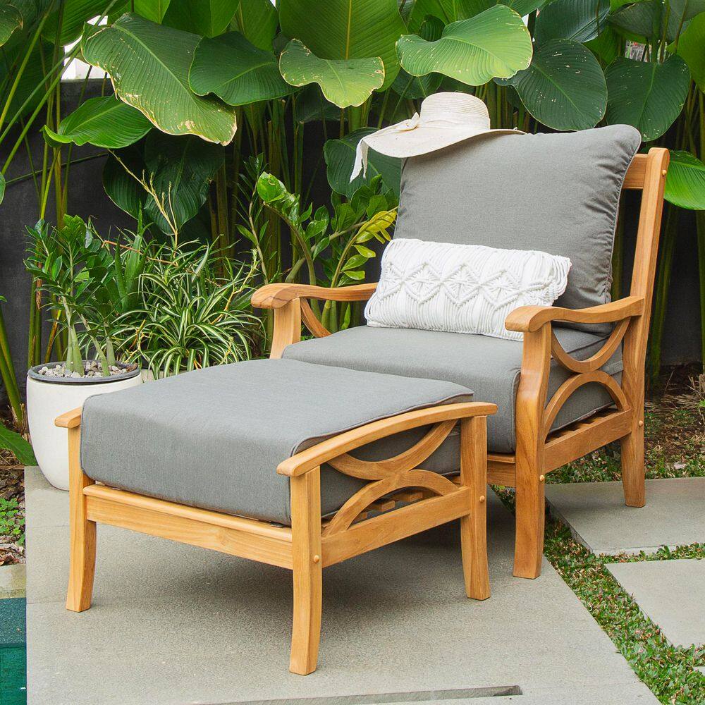 Kinsley Teak Outdoor Lounge Chair Gray Cushion with Ottoman price history on PriceWatchPro