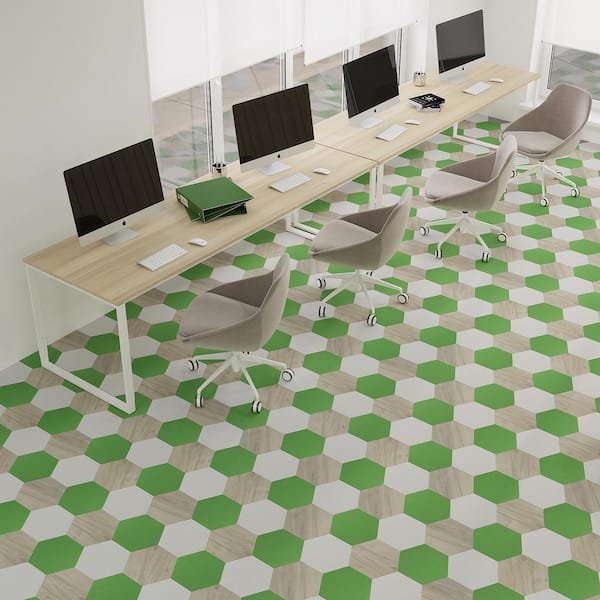 Lucida USA Sprout Green Solid 28-mil x 9-in W x 10-in L Waterproof Glue Down Luxury Vinyl Tile Flooring (12.25-sq ft/ Carton)
